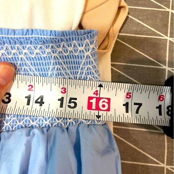 ZARA Summer Blue Midi Full Skirt Stretchy Weist with embroidery XS - Picture 8 of 11